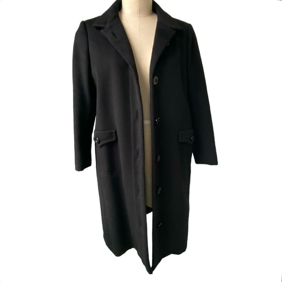 SAKS FIFTH AVENUE Vintage Ben Zuckerman black wool long evening coat, size M - Picture 5 of 11
